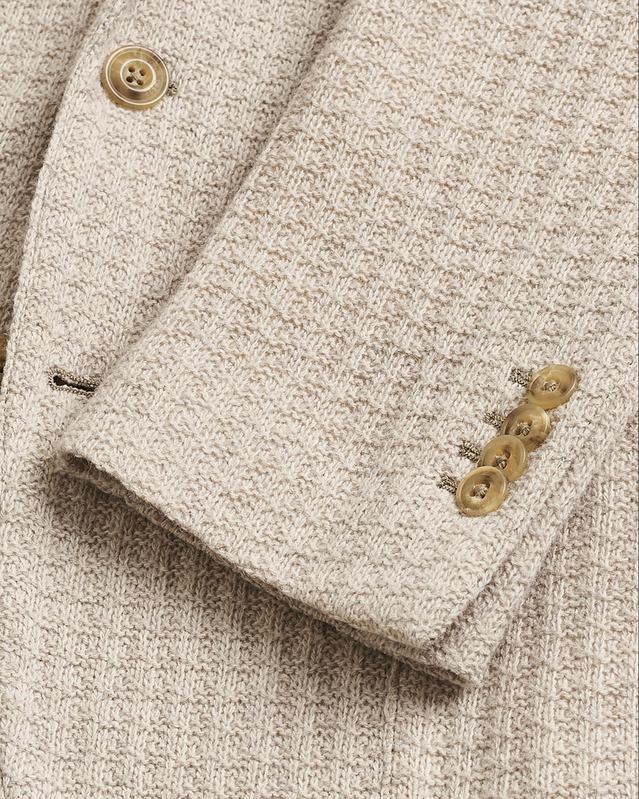 Heren | Pre-owned Blazers | Pre-owned | L.B.M. 1911 Knitted Punto Wool Structure Blazer Camel 54