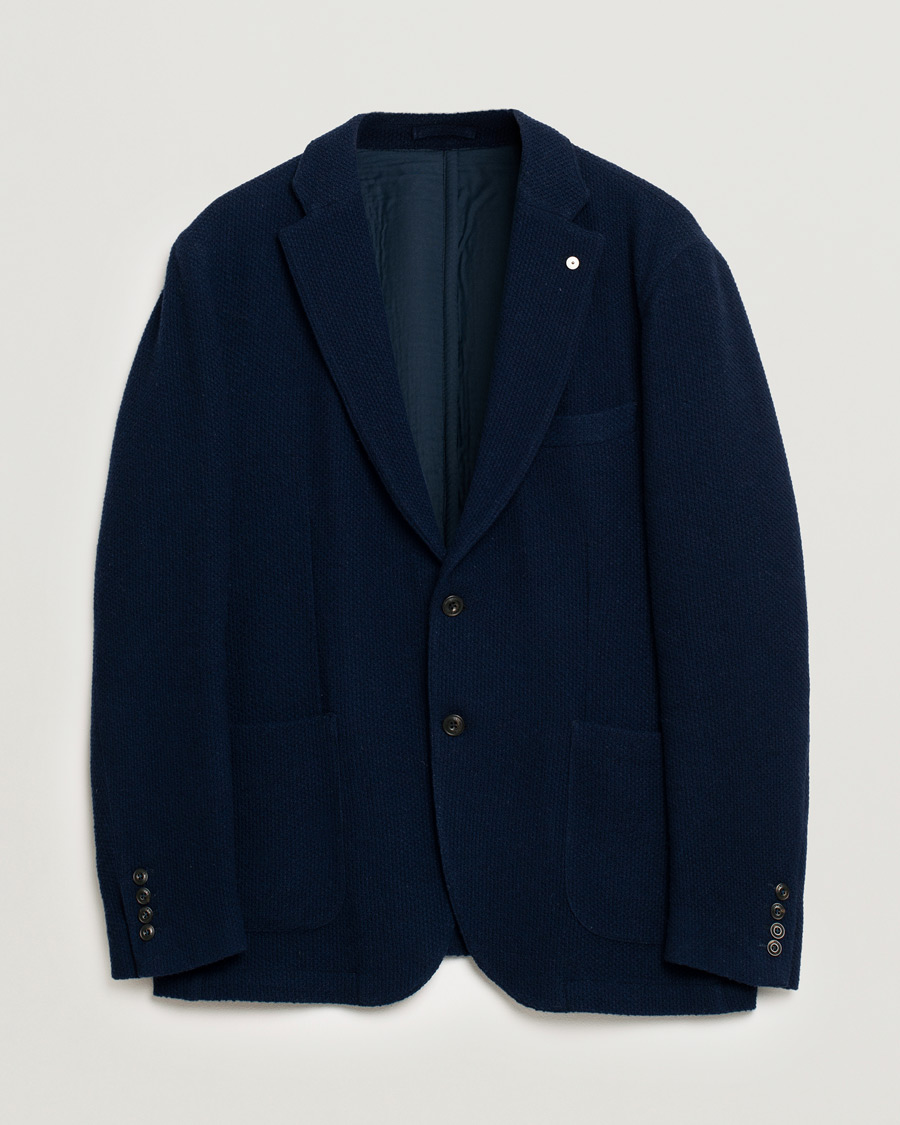 Heren | Blazers | Pre-owned | L.B.M. 1911 Knitted Punto Wool Structure Blazer Navy