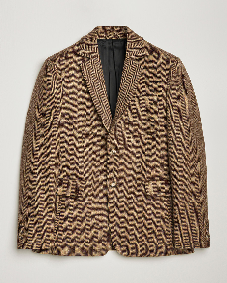Heren | Pre-owned Blazers | Pre-owned | Palmes Blaze Herringbone Wool Sport Coat Brown 46