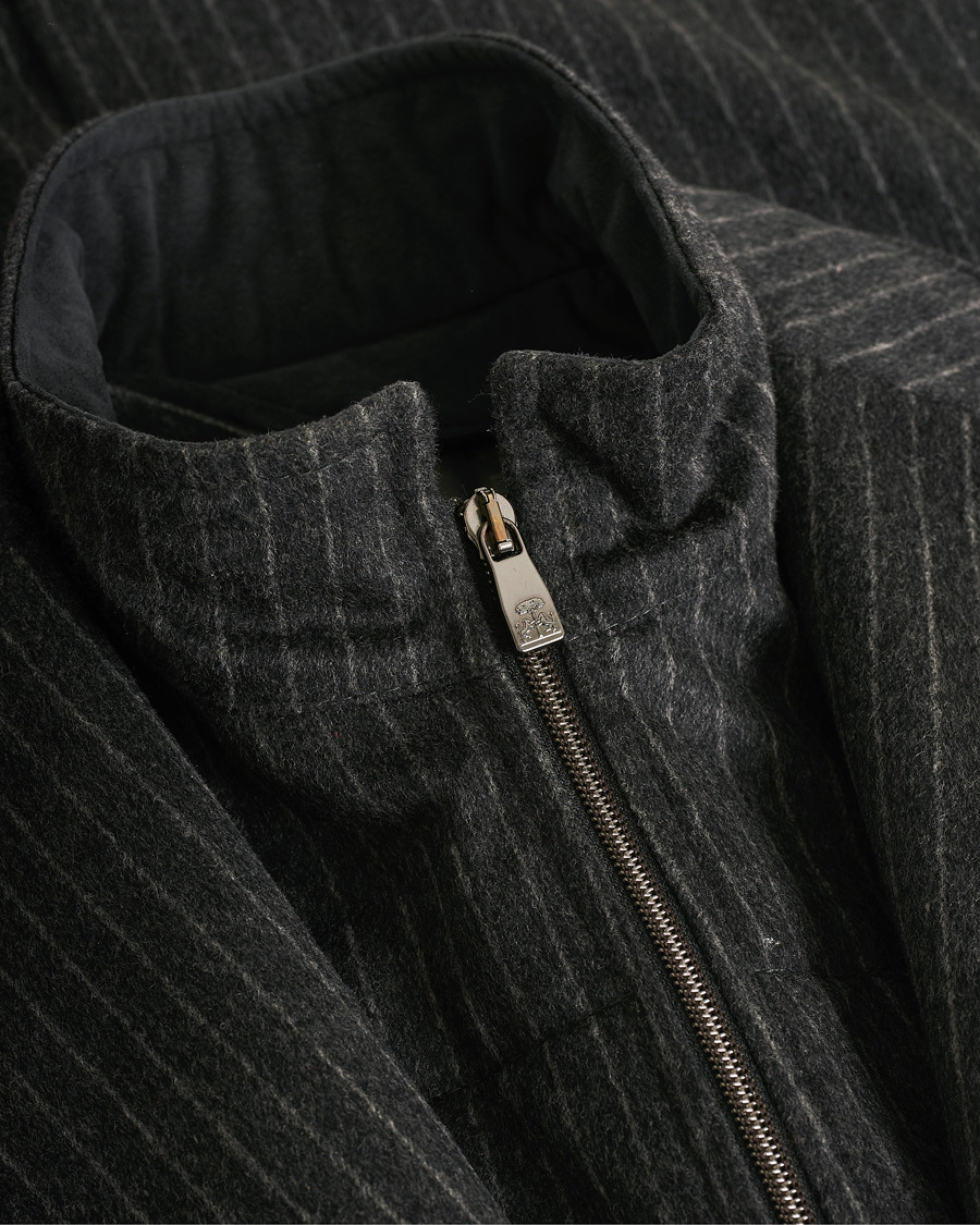 Heren | Jassen | Pre-owned | Corneliani ID Wool Zip Coat Charcoal Pinstripe 50