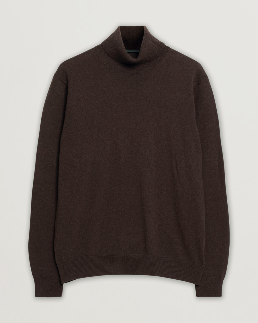 Heren | Zanone Virgin Wool/Cashmere Rollneck Brown 50 | Pre-owned | Zanone Virgin Wool/Cashmere Rollneck Brown 50