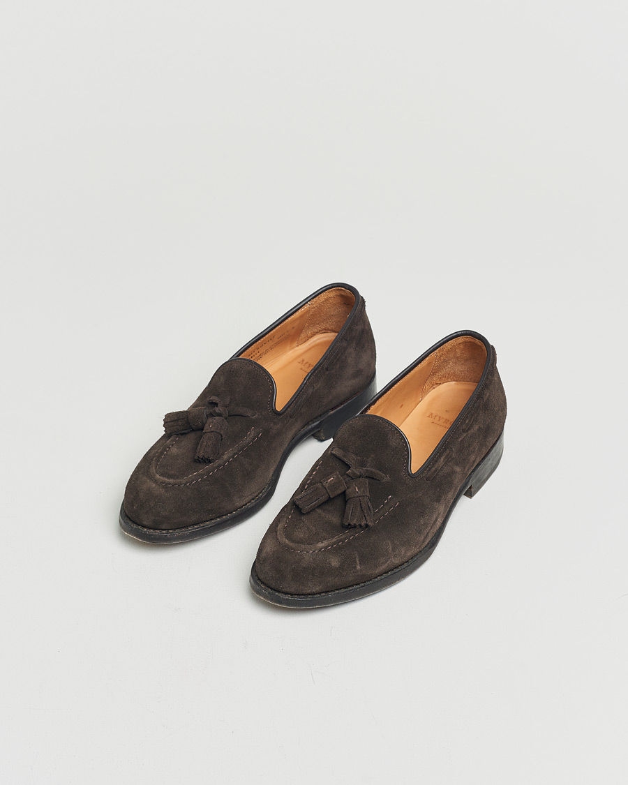 Heren | Myrqvist Mölle Tassel Loafer Dark Brown Suede UK6 - EU40 | Pre-owned | Myrqvist Mölle Tassel Loafer Dark Brown Suede UK6 - EU40