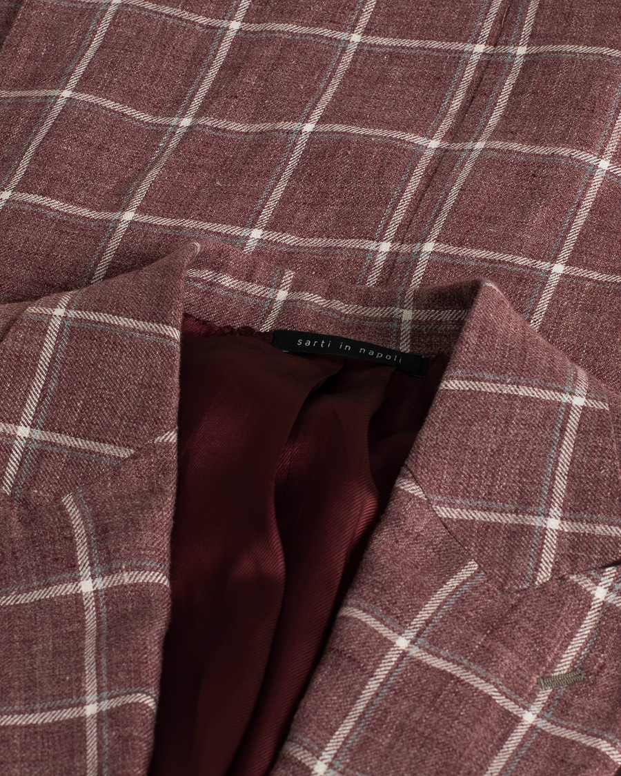 Heren | Blazers | Pre-owned | Gaiola Napoli Double Breasted Linen Blazer Merlot 50