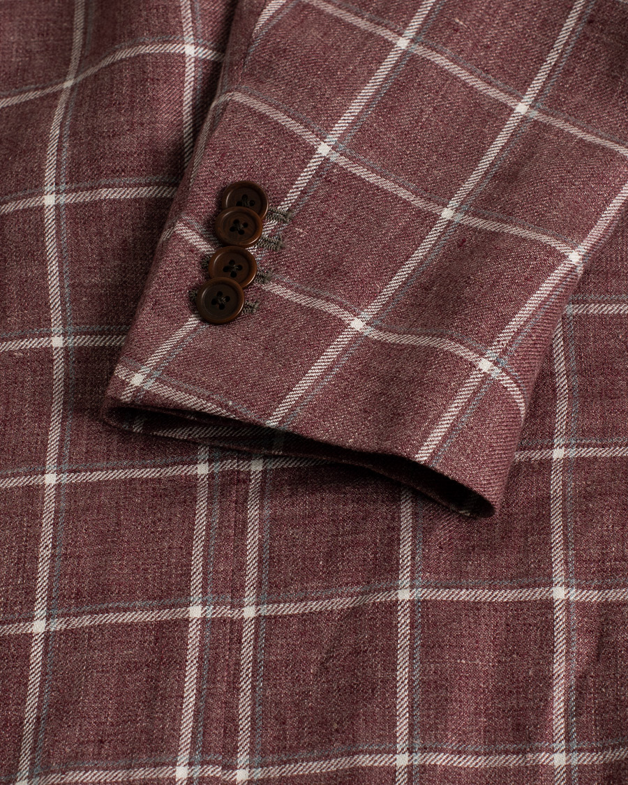 Heren | Blazers | Pre-owned | Gaiola Napoli Double Breasted Linen Blazer Merlot 50