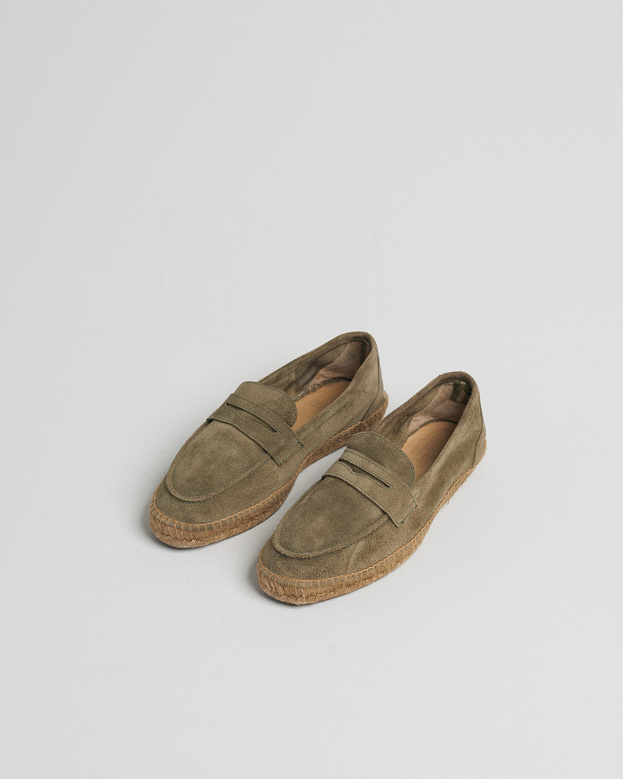 Heren | Castañer Nacho Casual Suede Loafers Verde Bosque | Pre-owned | Castañer Nacho Casual Suede Loafers Verde Bosque
