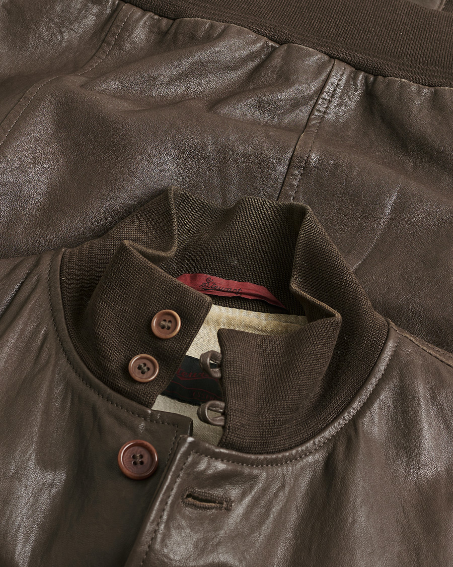 Heren | Pre-owned Jassen | Pre-owned | Stewart Calf Bomber Jacket Dark Brown L