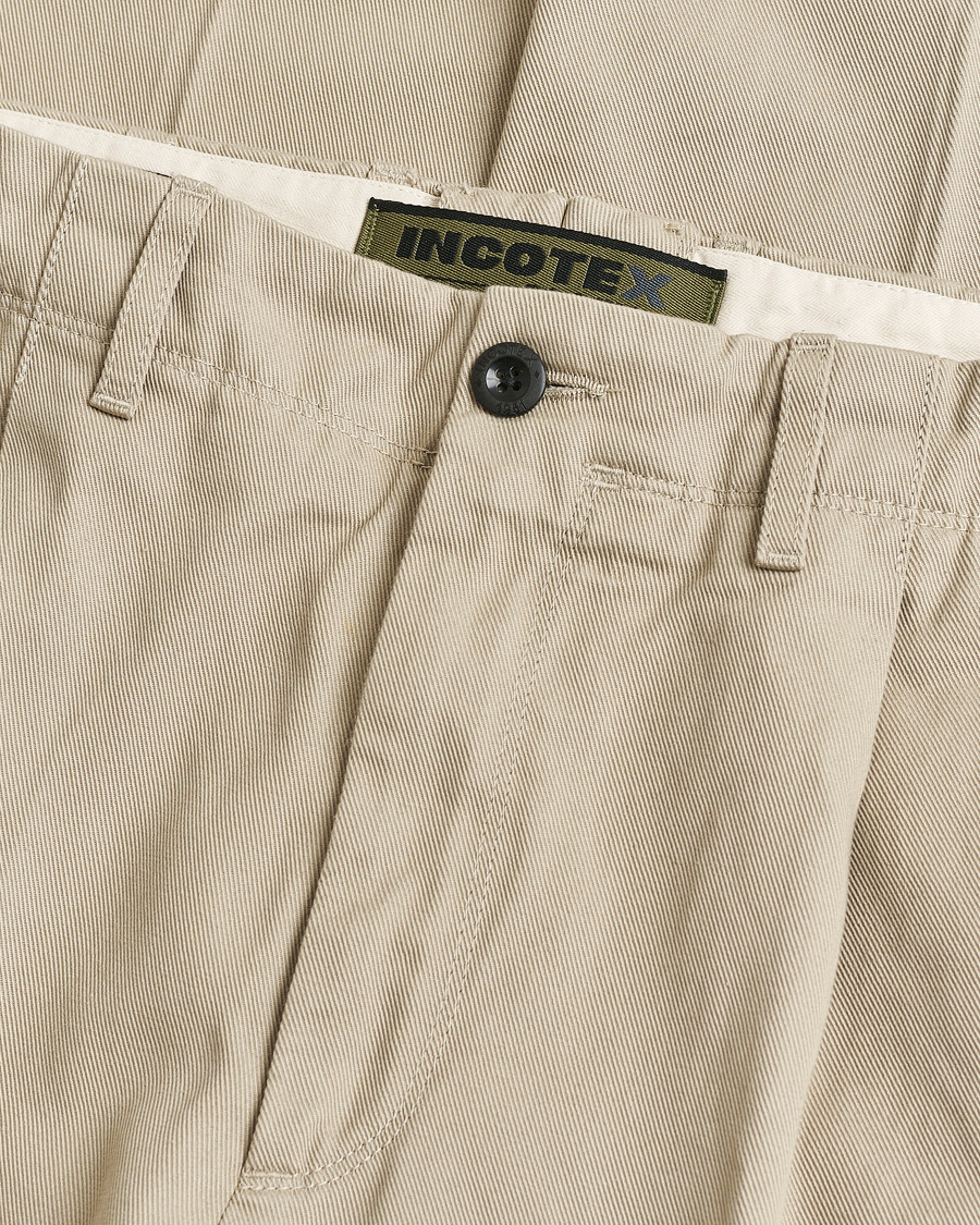 Heren | Pre-owned Broeken | Pre-owned | Incotex Regular Fit Uniform Cotton Slacks Beige W32