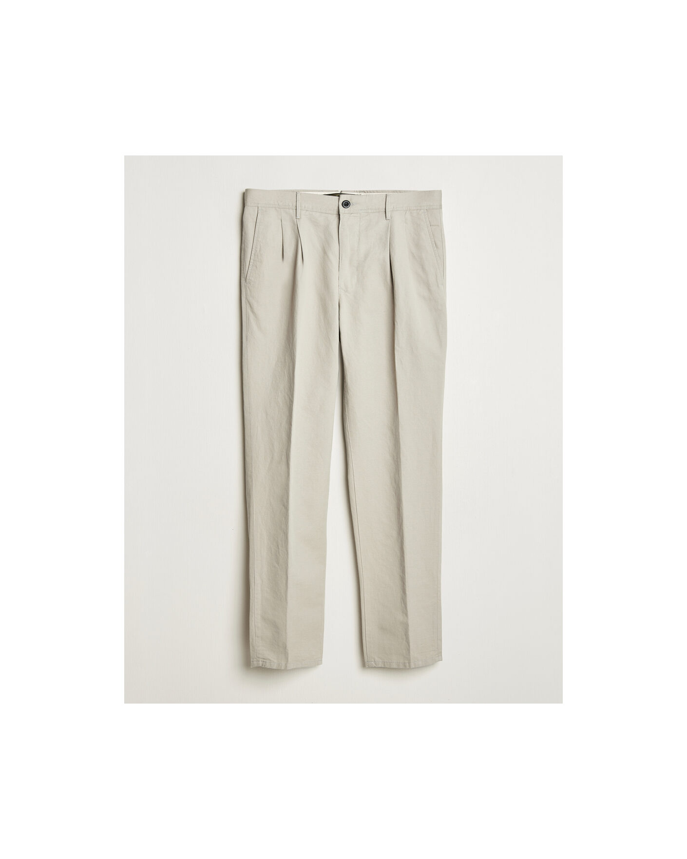 Heren | Pre-owned Broeken | Pre-owned | Incotex Tapered Fit Pleated Linen Slacks Light Beige W33