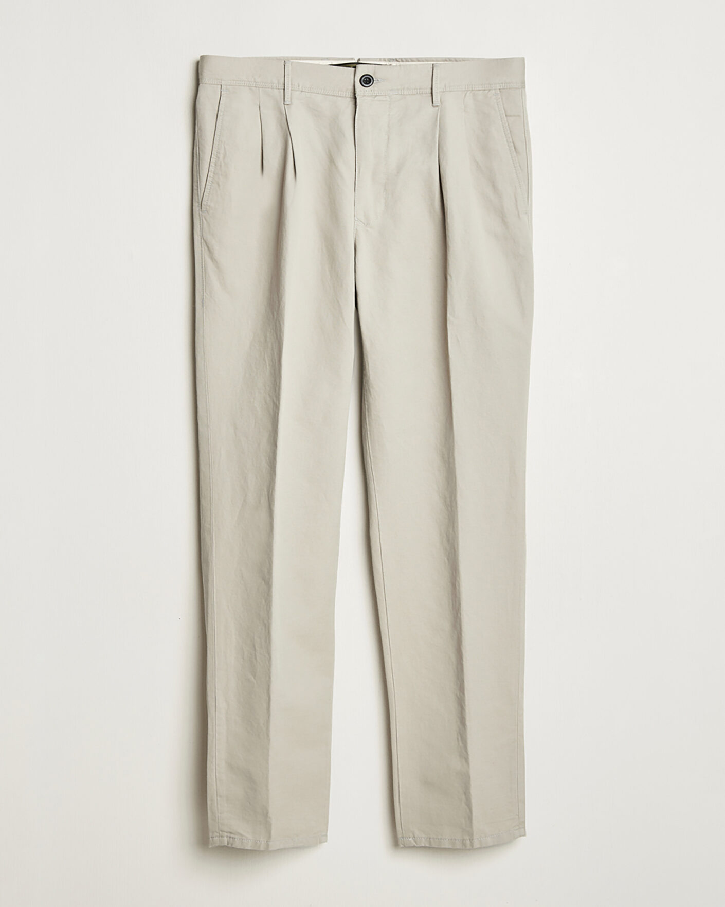 Heren | Pre-owned Broeken | Pre-owned | Incotex Tapered Fit Pleated Linen Slacks Light Beige W33