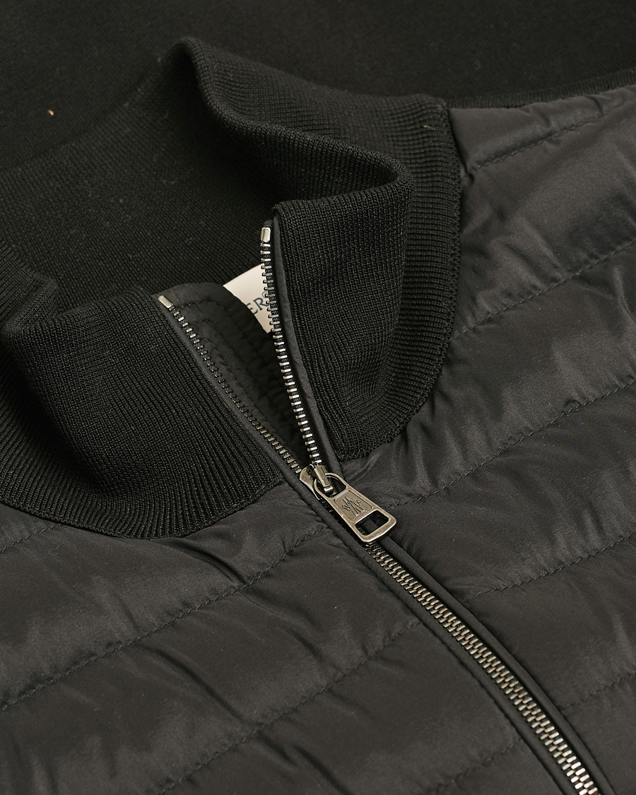 Heren | Moncler Hybrid Zip Cardigan Black | Pre-owned | Moncler Hybrid Zip Cardigan Black
