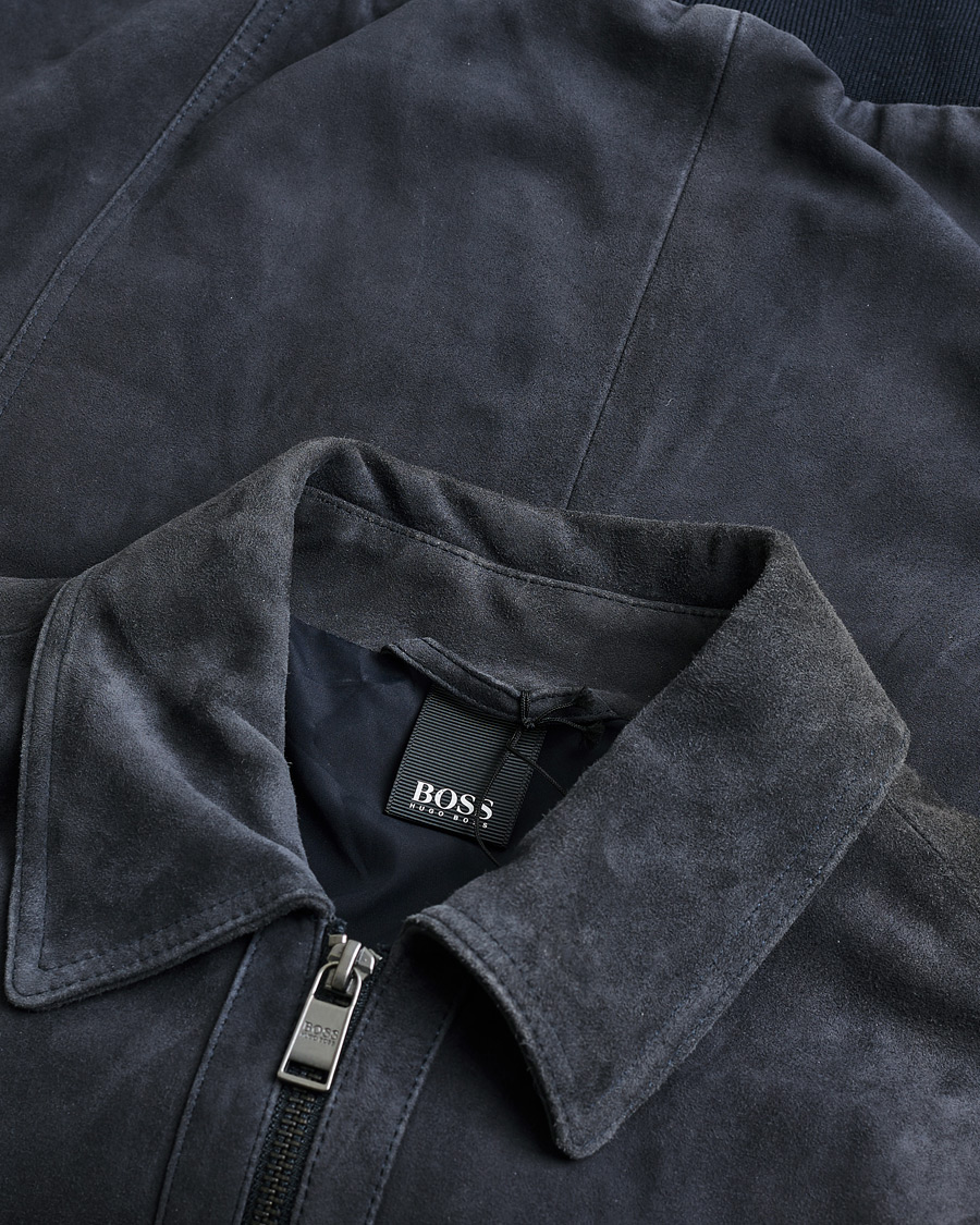 Heren | Pre-owned Jassen | Pre-owned | BOSS Malbano Suede Jacket Blue Grey 48