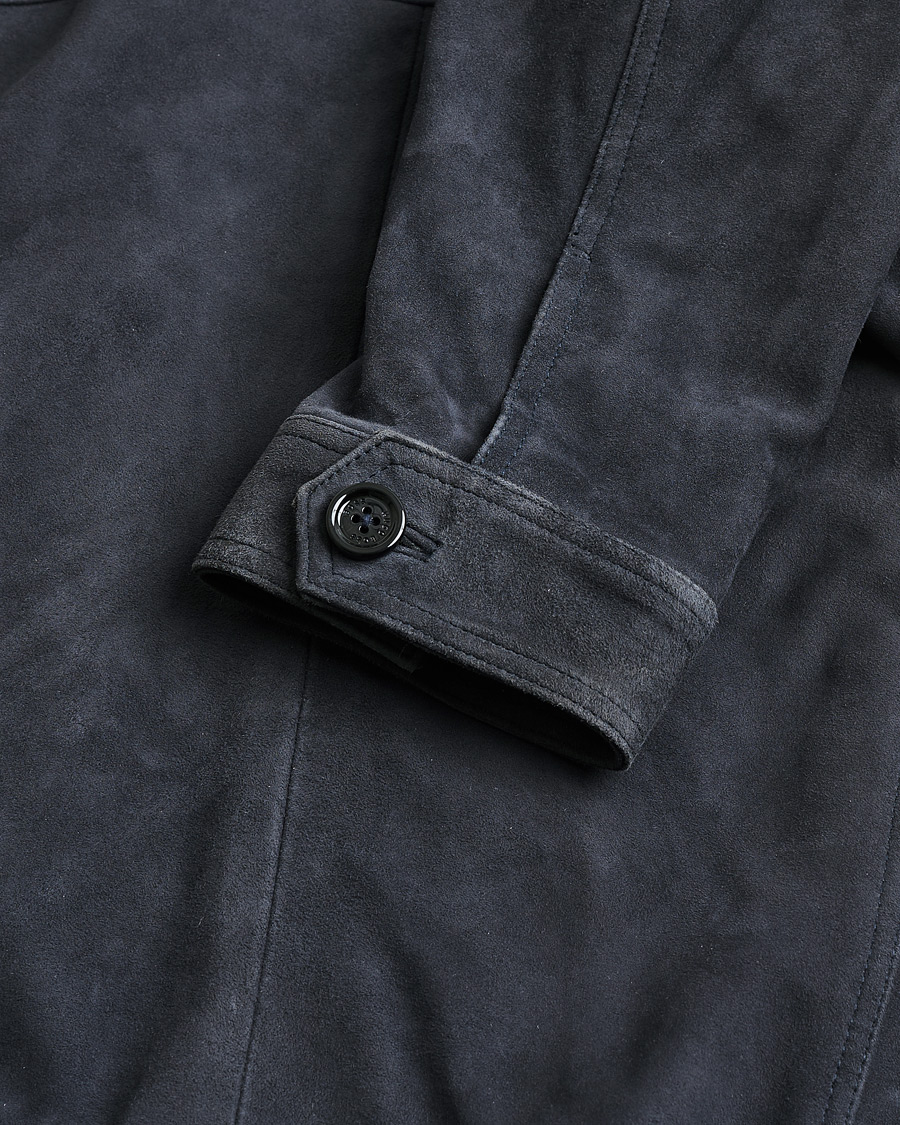 Heren | Pre-owned Jassen | Pre-owned | BOSS Malbano Suede Jacket Blue Grey 48