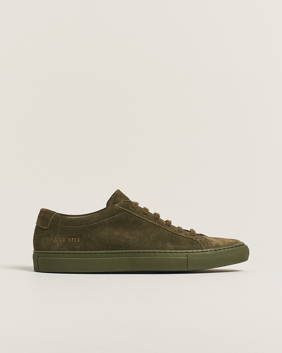 Heren | Common Projects Original Achilles Suede Sneaker Army Green 40 | Pre-owned | Common Projects Original Achilles Suede Sneaker Army Green 40