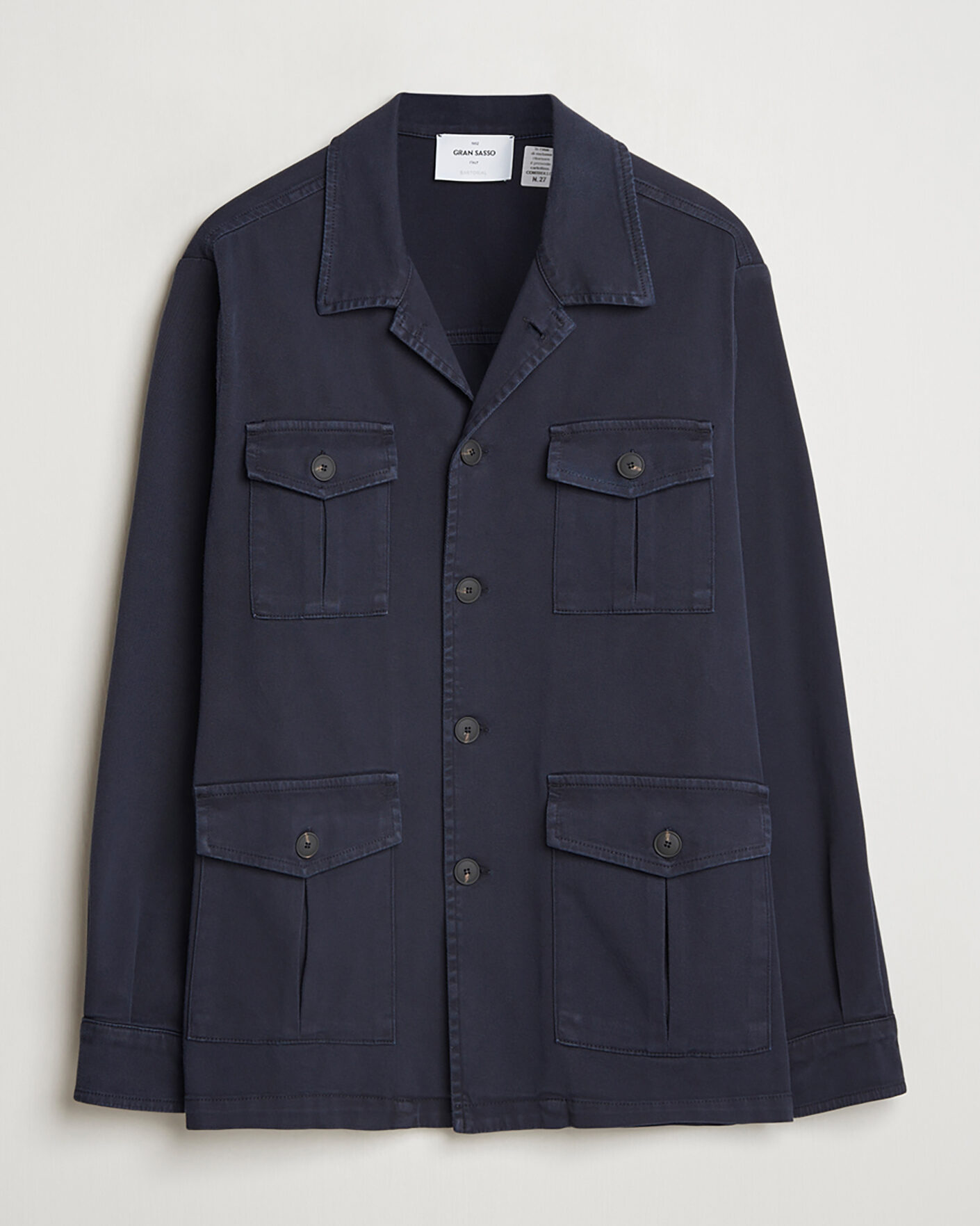 Heren | Pre-owned Jassen | Pre-owned | Gran Sasso Cotton Twill Safari Jacket Navy 50