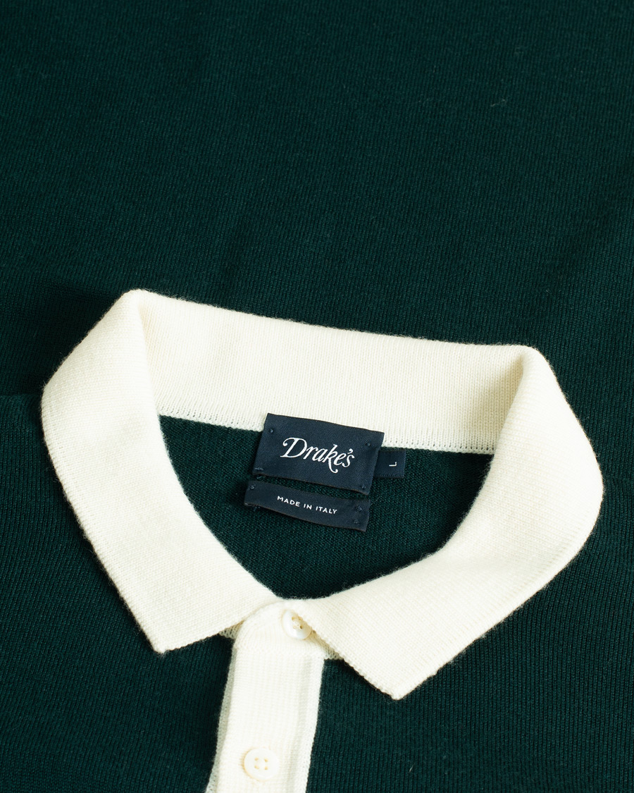 Heren | Truien | Pre-owned | Drake's Long Sleeve Knit Polo Green L