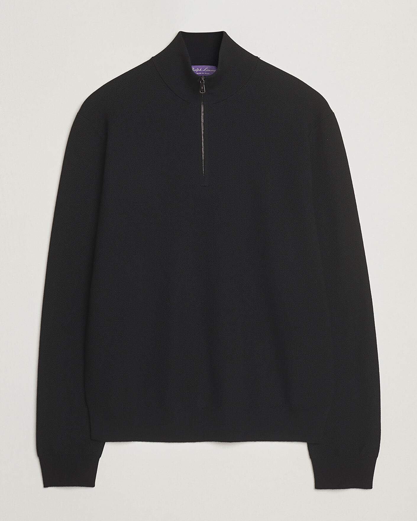 Heren | Pre-owned Truien | Pre-owned | Ralph Lauren Purple Label Wool Pique Half Zip Polo Black L