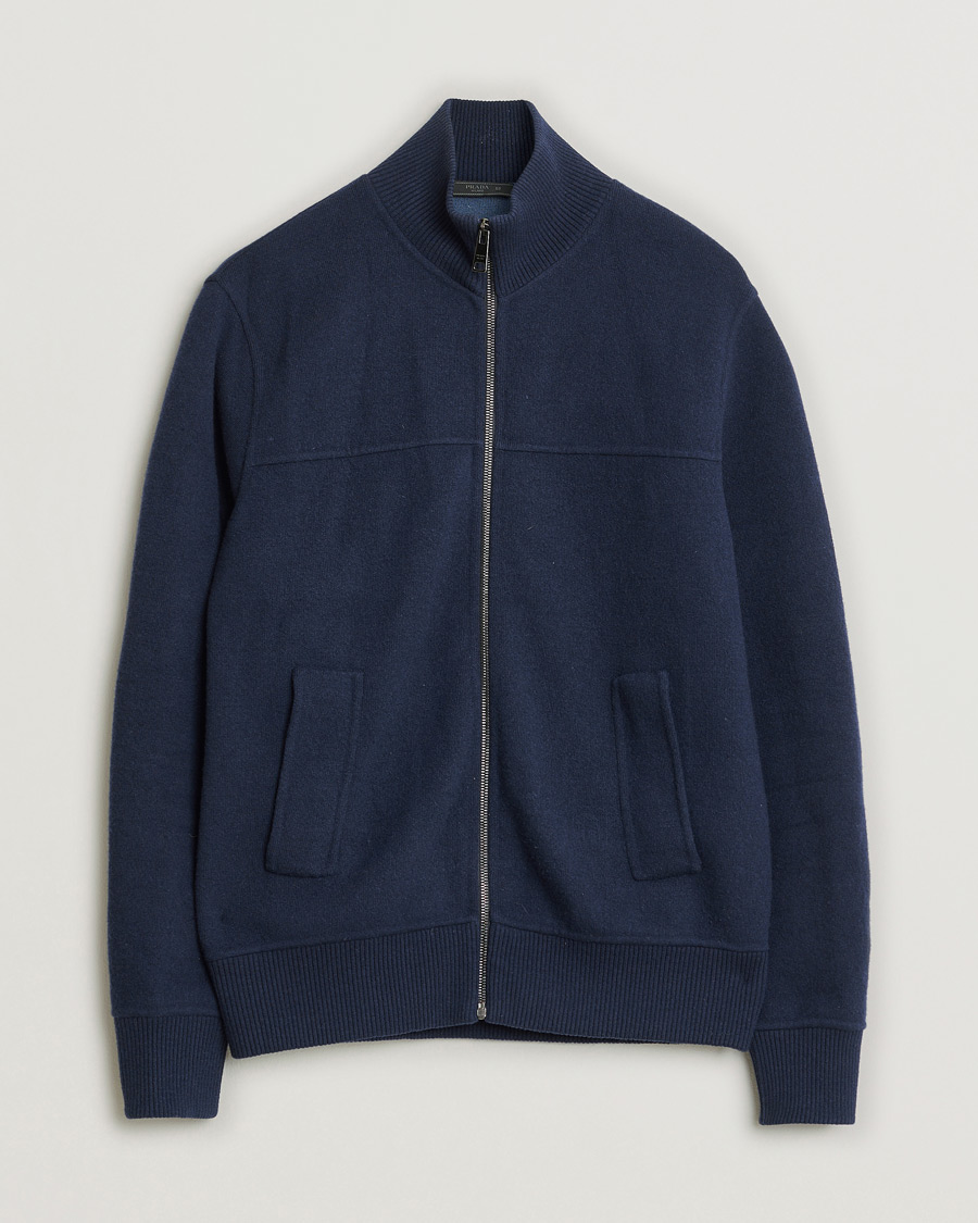 Heren | Pre-owned Truien | Pre-owned | Prada Cashmere Blend Full Zip Cardigan Navy 50