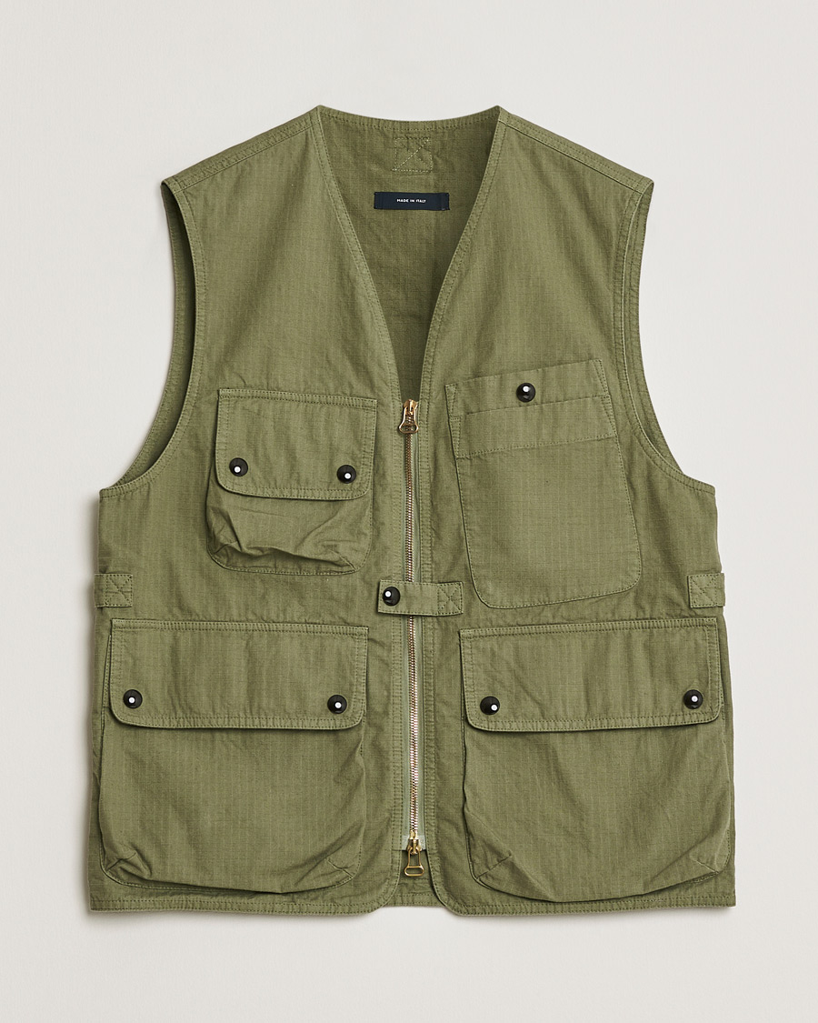 Heren | Pre-owned Jassen | Pre-owned | Drake's Ripstop Utility Cotton Vest Green UK36 - EU46