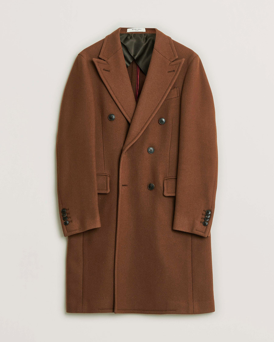 Heren | Pre-owned Jassen | Pre-owned | Boglioli Double Breasted Wool Coat Rust Brown 46