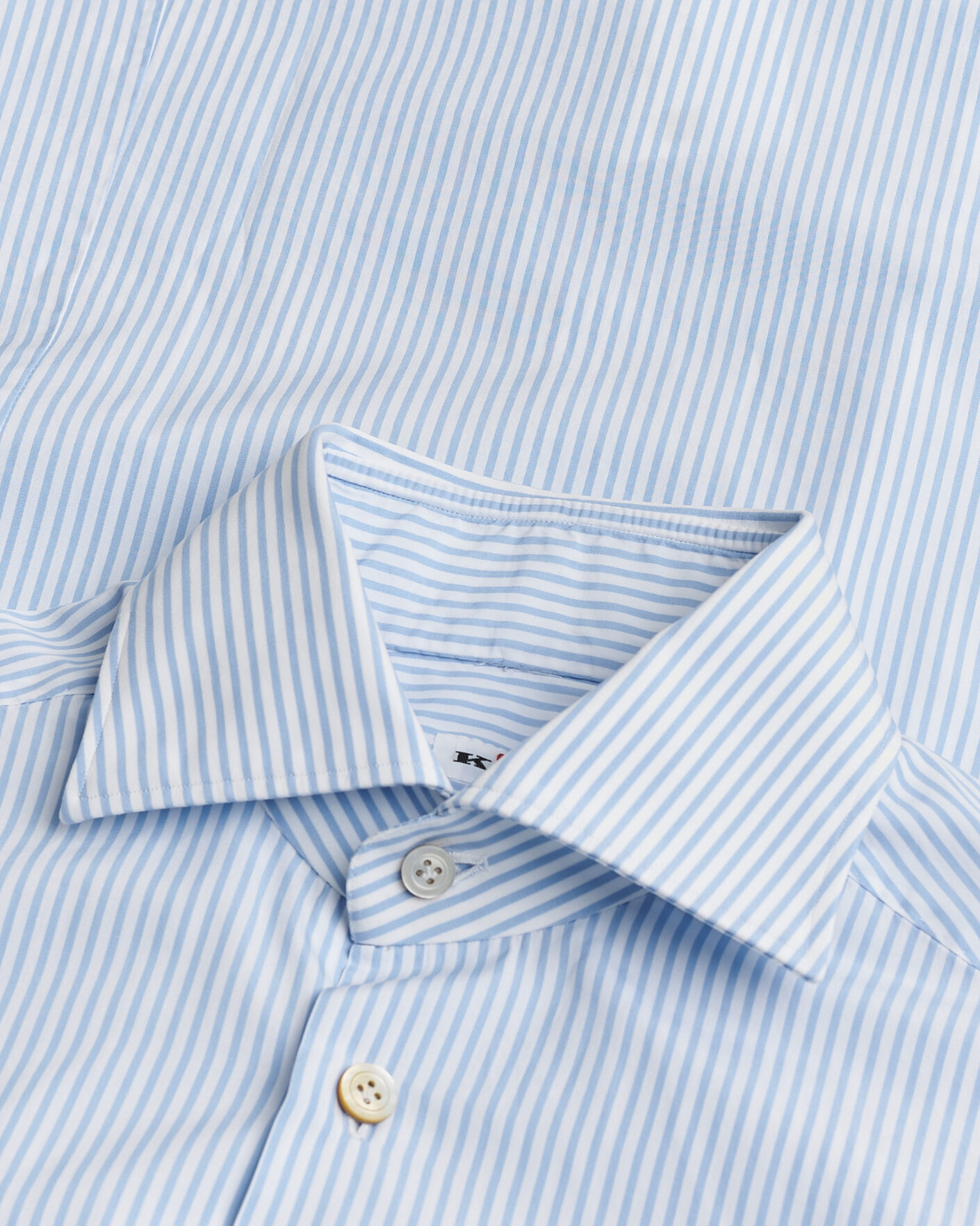 Heren | Pre-owned Overhemden | Pre-owned | Kiton Cotton Dress Shirt Light Blue Stripe 38 - S