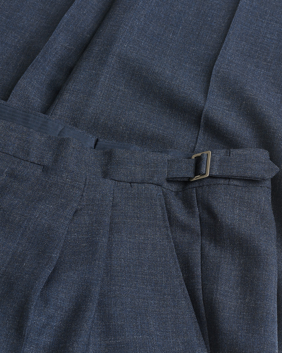 Heren | Pre-owned Broeken | Pre-owned | Berg&Berg High Waisted Double Pleated Wool Trousers Blue 52