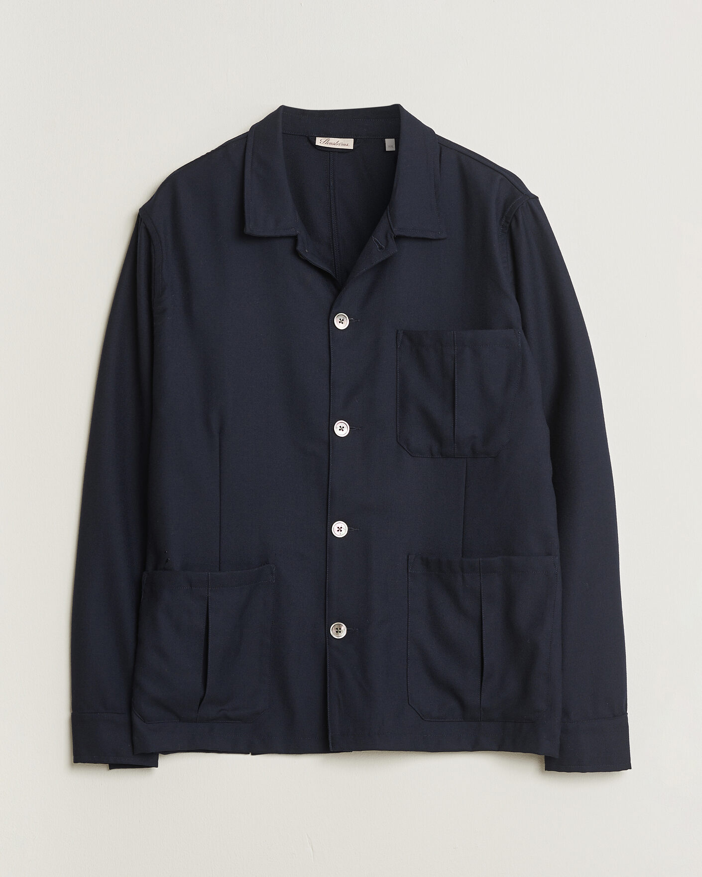 Heren | Pre-owned Overhemden | Pre-owned | Stenströms Wool Overshirt Navy XXL