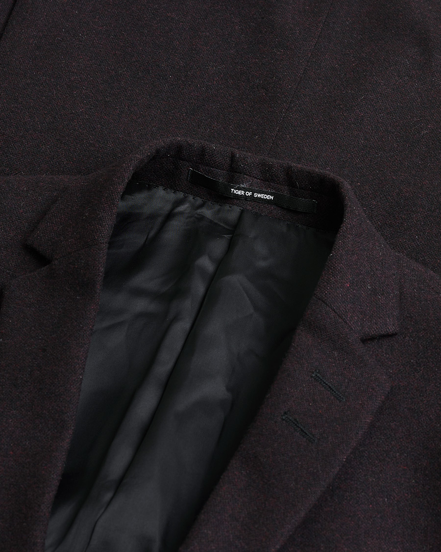 Heren | Pre-owned Blazers | Pre-owned | Tiger of Sweden Flannel Wool Blazer Burgundy 48
