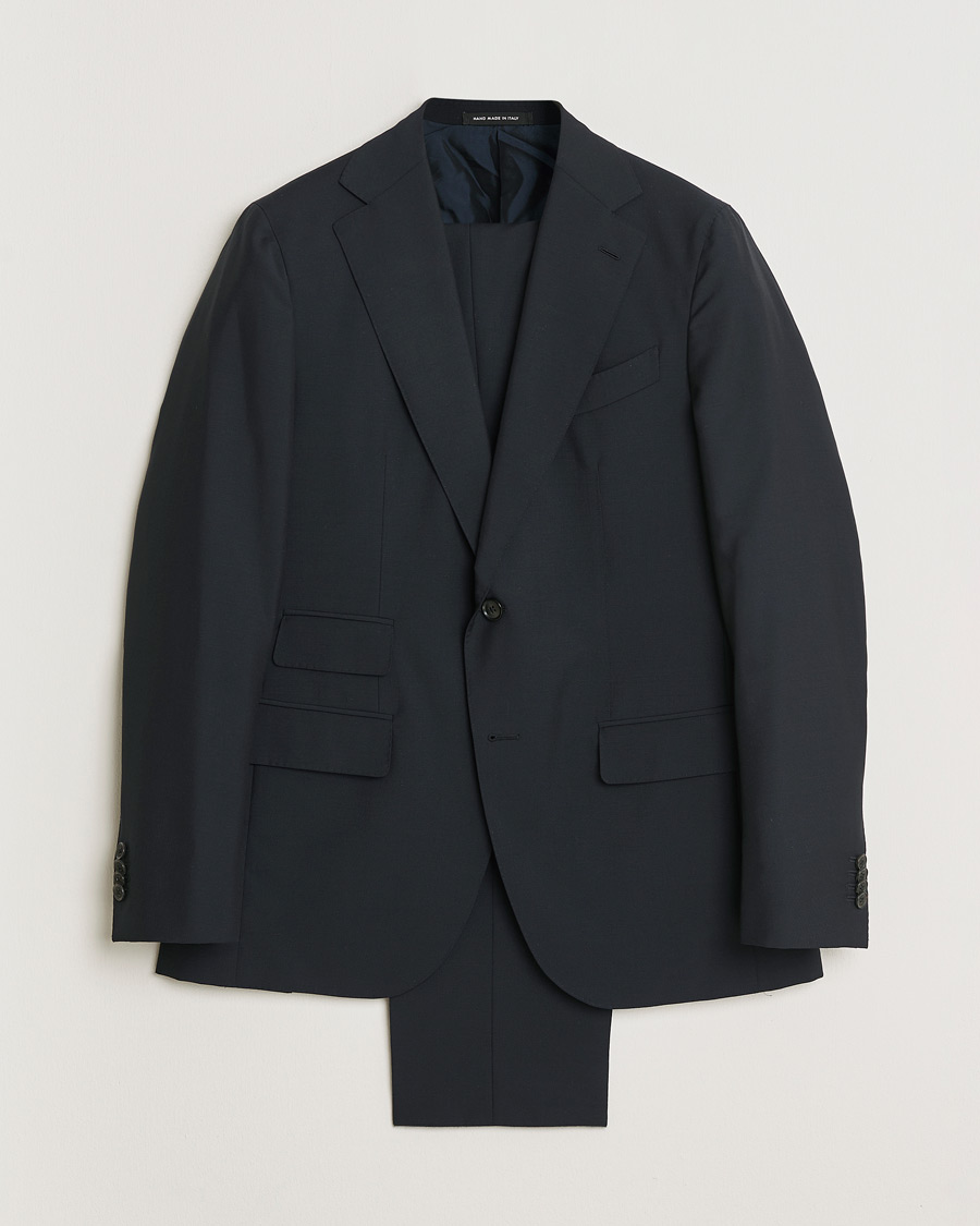 Heren | Caruso Mohair Blend Aida 3-Piece Suit Navy 50 | Pre-owned | Caruso Mohair Blend Aida 3-Piece Suit Navy 50