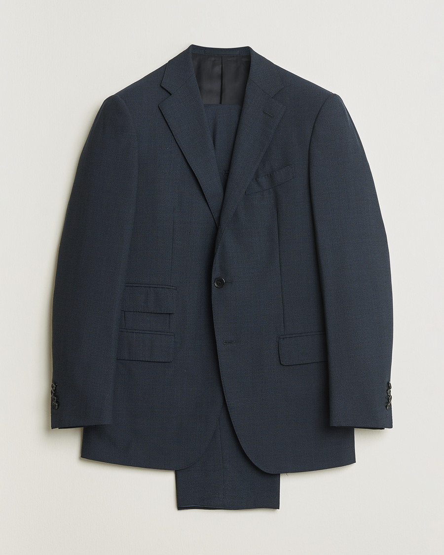 Heren | Pre-owned Pakken | Pre-owned | Caruso 120s Wool Suit Dark Blue 48