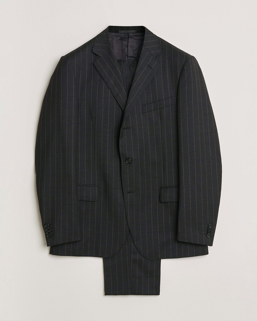 Heren | Pre-owned Pakken | Pre-owned | Caruso Pinstripe Wool Suit Dark Grey 52