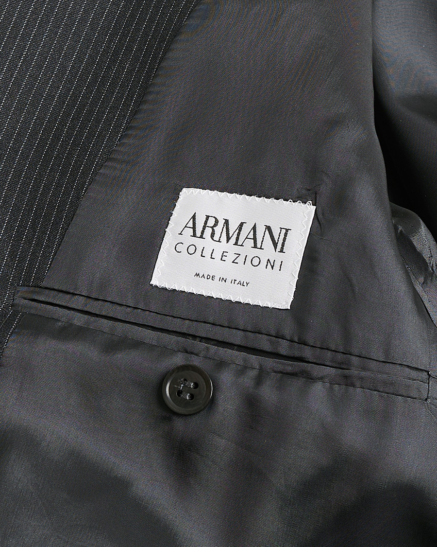 Heren | Pre-owned Pakken | Pre-owned | Armani Collezioni Pinstriped Wool Suit Dark Grey 50