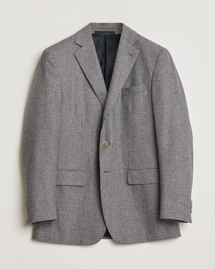 Heren | Pre-owned Blazers | Pre-owned | Caruso Cashmere Blend Houndstooth Blazer Grey 48