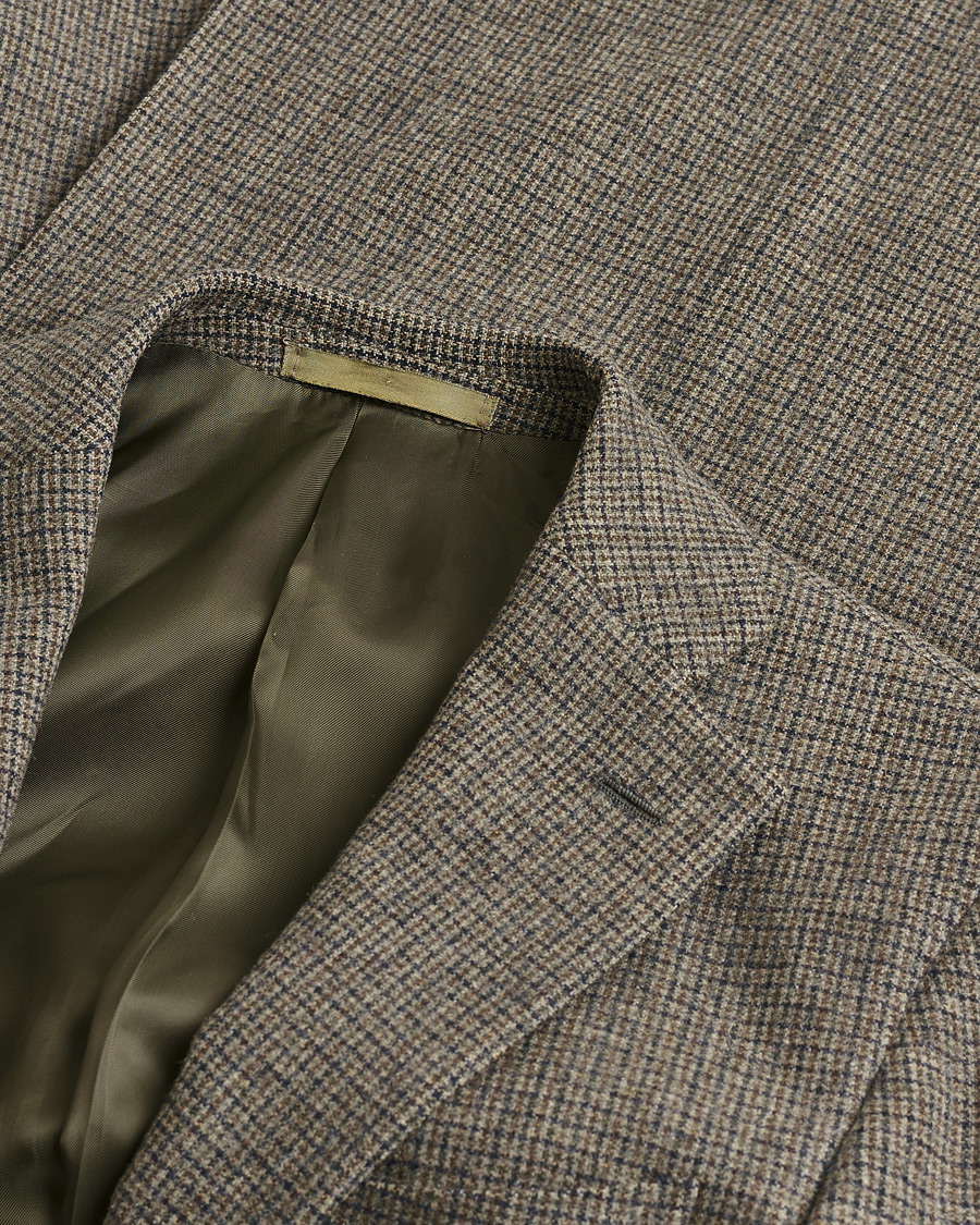 Heren | Pre-owned Blazers | Pre-owned | Caruso Wool Houndstooth Blazer Brown 46