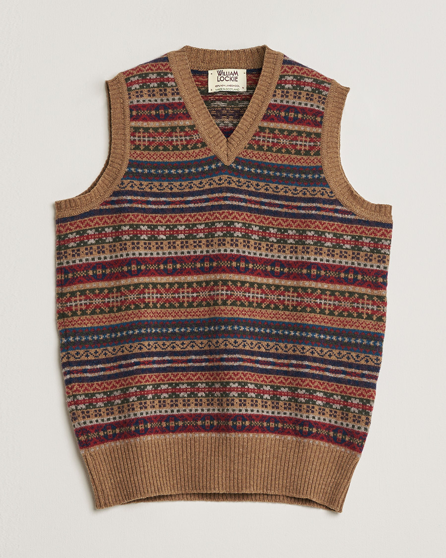 Heren | Pre-owned Truien | Pre-owned | William Lockie Wool Fair Isle Vest Tan S