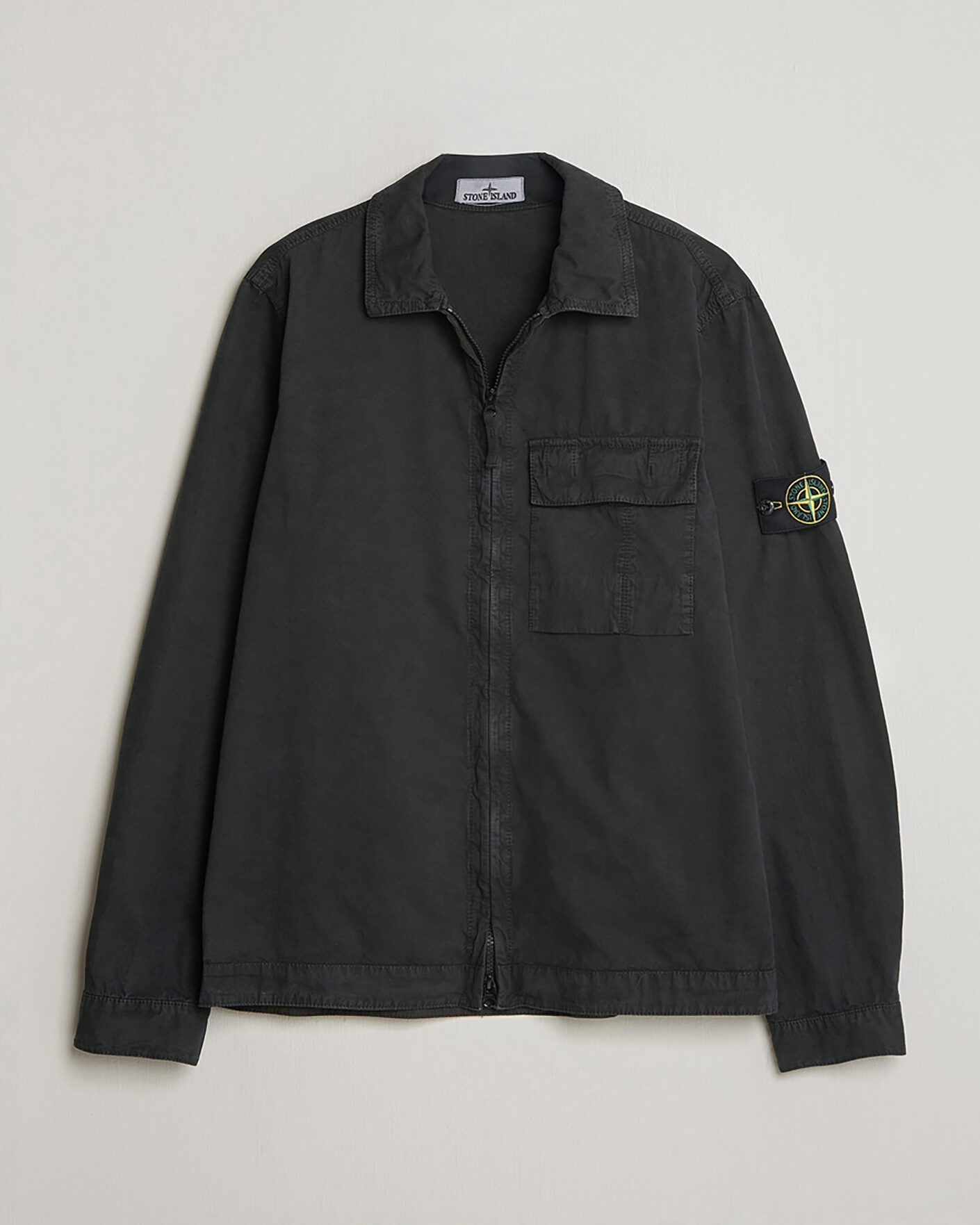 Heren | Pre-owned Overhemden | Pre-owned | Stone Island Brushed Cotton Canvas Zip Overshirt Black S