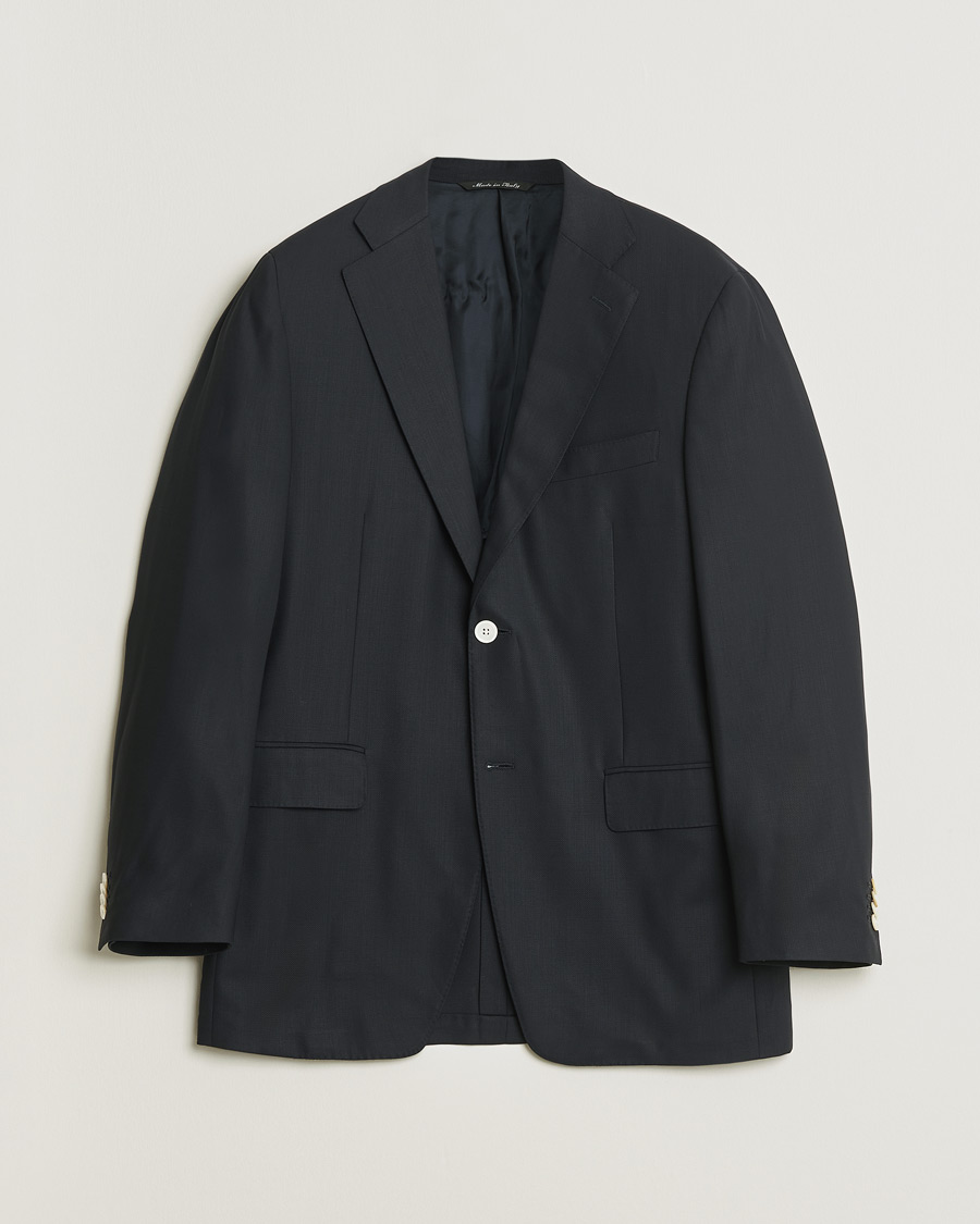 Heren | Pre-owned Blazers | Pre-owned | Canali Hopsack Wool Blazer Navy 50