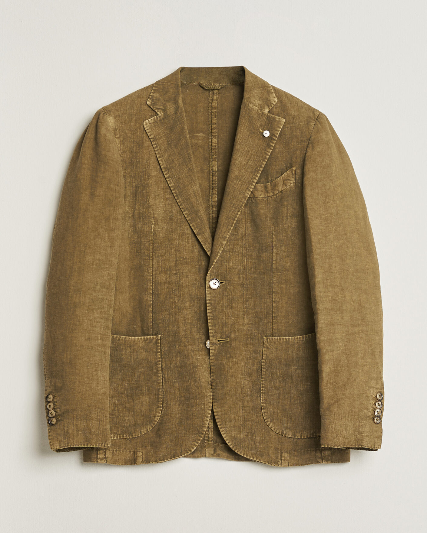 Heren | Pre-owned Blazers | Pre-owned | L.B.M. 1911 Jack Regular Fit Linen Blazer Olive 46