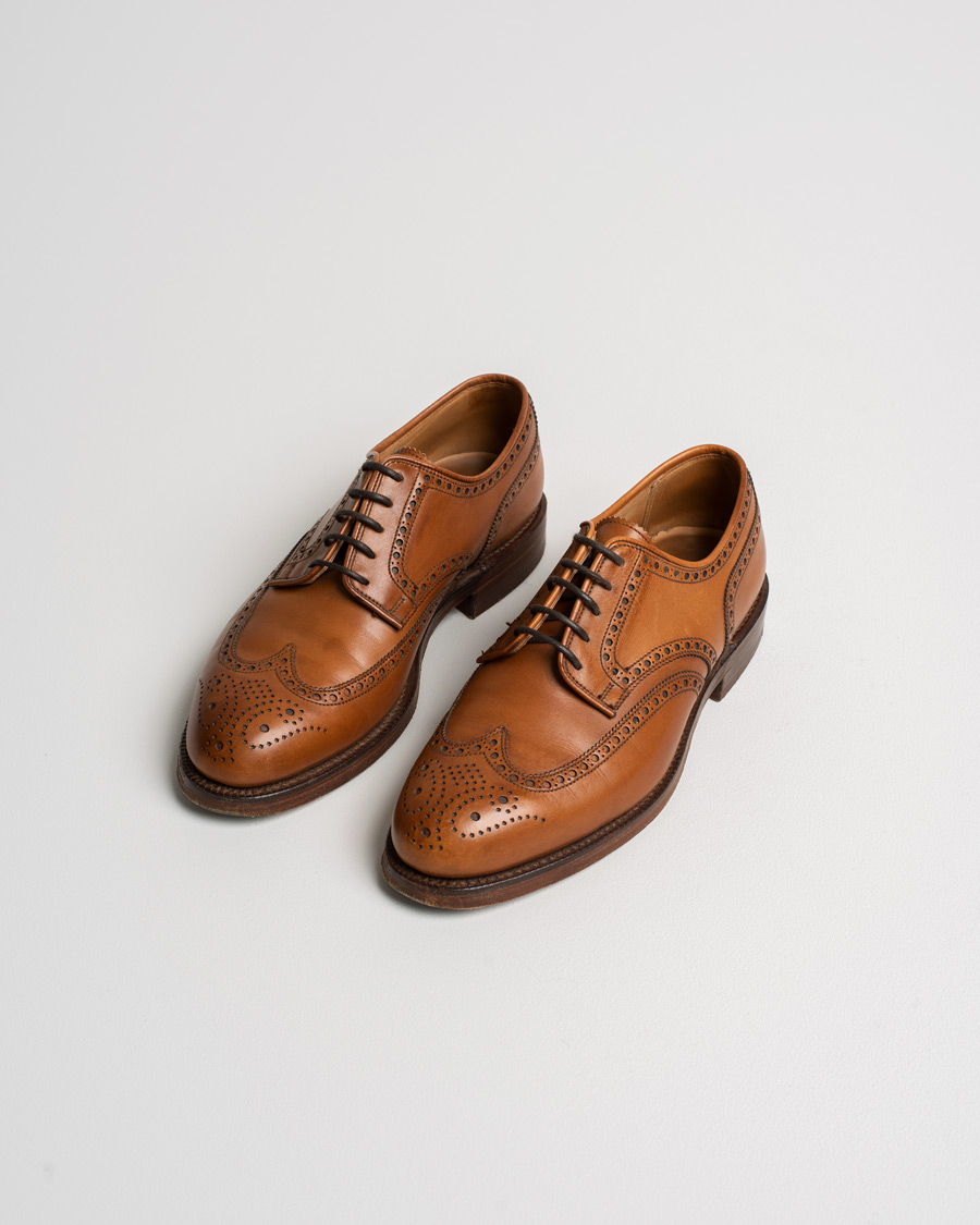 Heren | Crockett & Jones Cardiff Derbys Tan Burnished Calf | Pre-owned | Crockett & Jones Cardiff Derbys Tan Burnished Calf